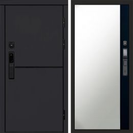 Входная дверь Termo-door ТРЕНД BLACK с электрозамком Широкое Зеркало Фацет Черный Кварц