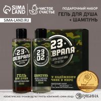 Подарочный набор HARD LINE «С 23 Февраля!»: гель для душа и шампунь для волос, 2х200 мл