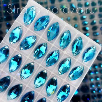 DeLuxe Пришивные Стразы Aqua Наветта 9*18 мм