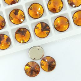 DeLuxe Пришивные Стразы Tangerine Риволи 12 мм