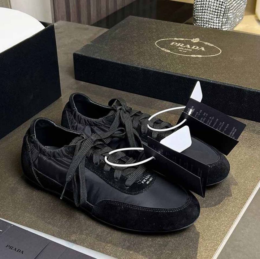 Кроссовки PRADA Collapse Re-Nylon and suede sneakers Premium