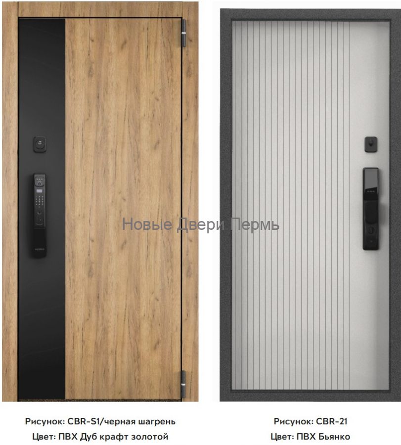 Входная дверь Cyber Pro PP CBR-S1 ПВХ Дуб Янтарь/ ПВХ Бьянко черный