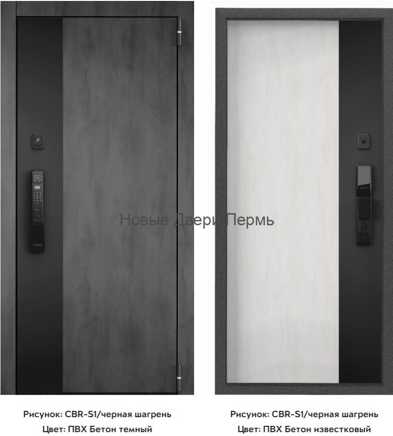 Входная дверь Cyber Pro PP CBR-S1 ПВХ бетон темный / ПВХ бетон известковый CBR-S1