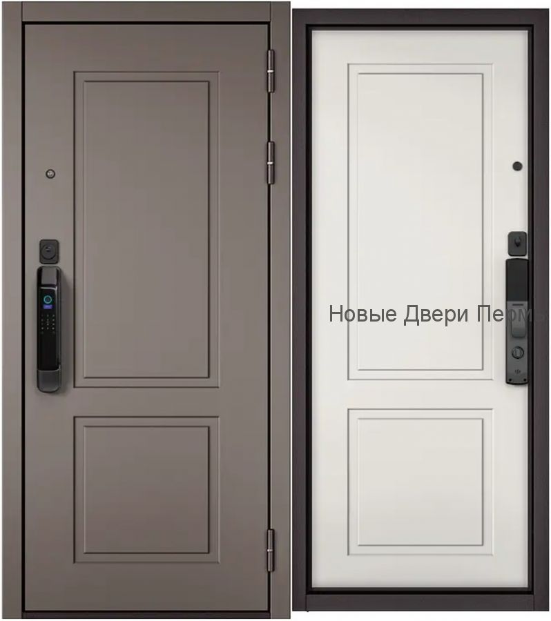 Дверь входная City Max IQ PP 1/1D Эмаль капучино/Эмаль белоснежная с электронным замком