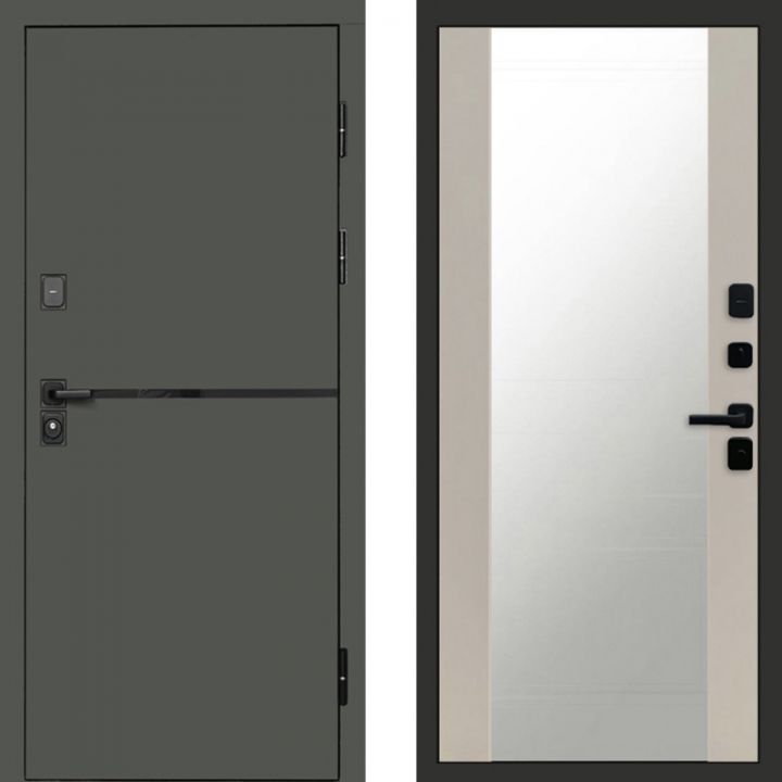 Входная дверь Termo-door Тренд Грин Зеркало Слоновая Кость