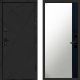 Входная дверь Termo-door Лучи BLACK Широкое Зеркало Фацет Черный Кварц