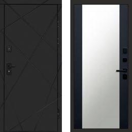 Входная дверь Termo-door Лучи BLACK Зеркало Черный Кварц+Тонировка