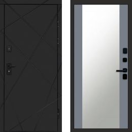 Входная дверь Termo-door Лучи BLACK Зеркало Грей Софт