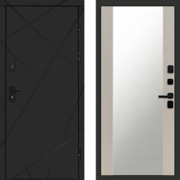 Входная дверь Termo-door Лучи BLACK Зеркало Слоновая Кость