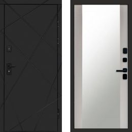 Входная дверь Termo-door Лучи BLACK Блэк Зеркало лиственница