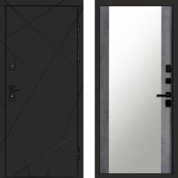 Входная дверь Termo-door Лучи BLACK Блэк Зеркало бетон темный