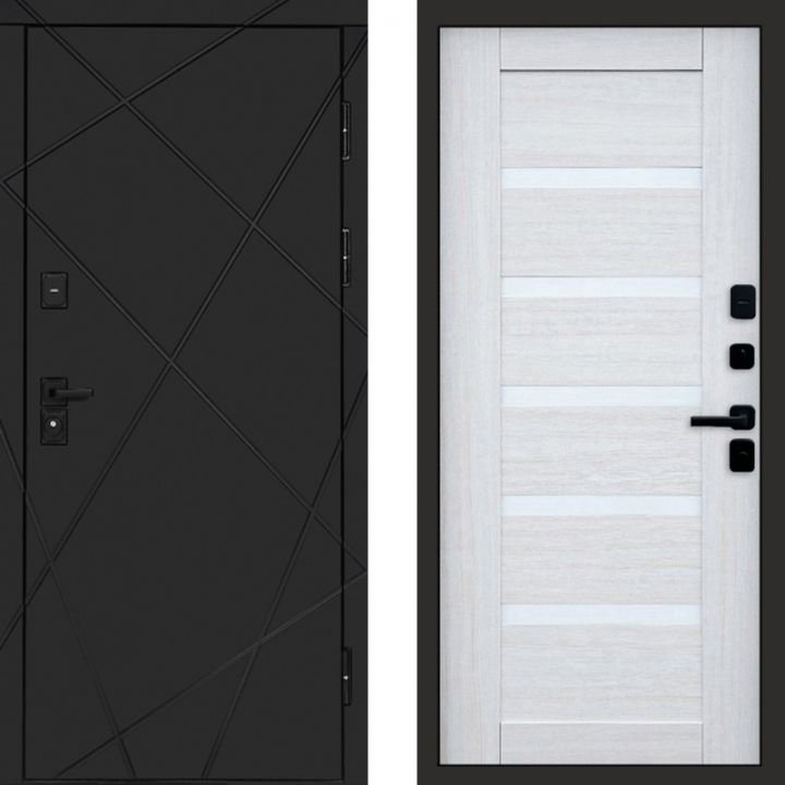 Входная дверь Termo-door Лучи BLACK Блэк Царга лиственница