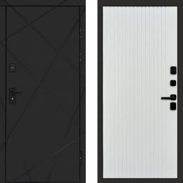 Входная дверь Termo-door Лучи BLACK FLAT Белый Софт