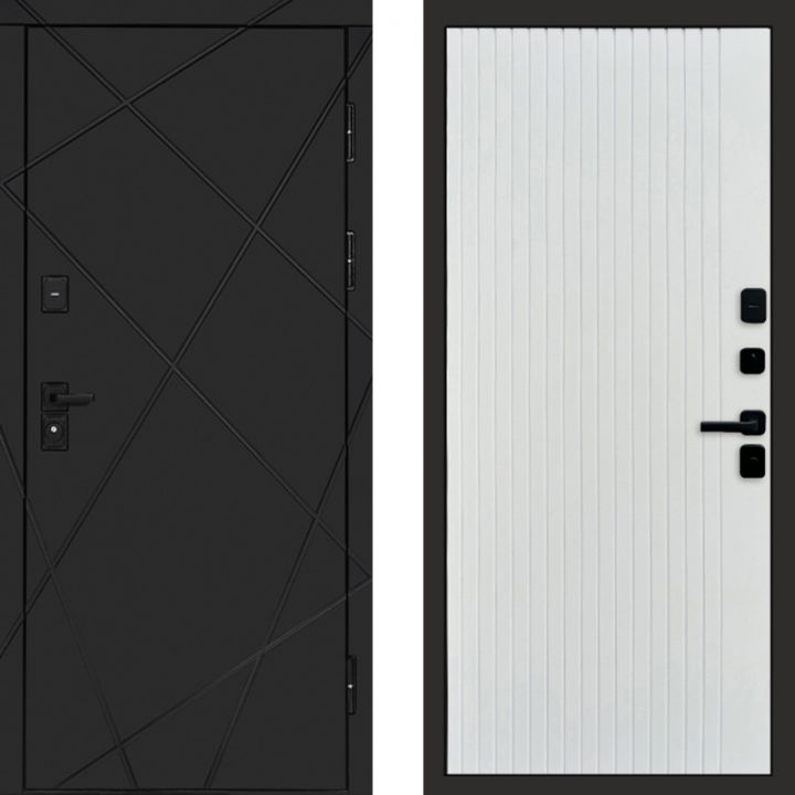 Входная дверь Termo-door Лучи BLACK FLAT Белый Софт