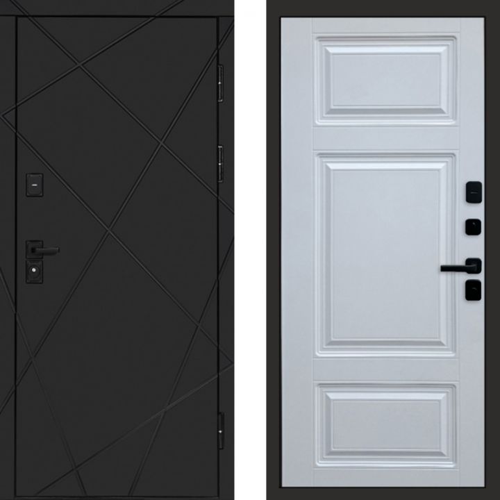 Входная дверь Termo-door Лучи BLACK Лион Белый Софт