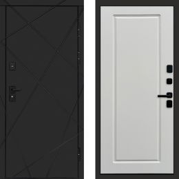 Входная дверь Termo-door Лучи BLACK Гранд Белый Софт