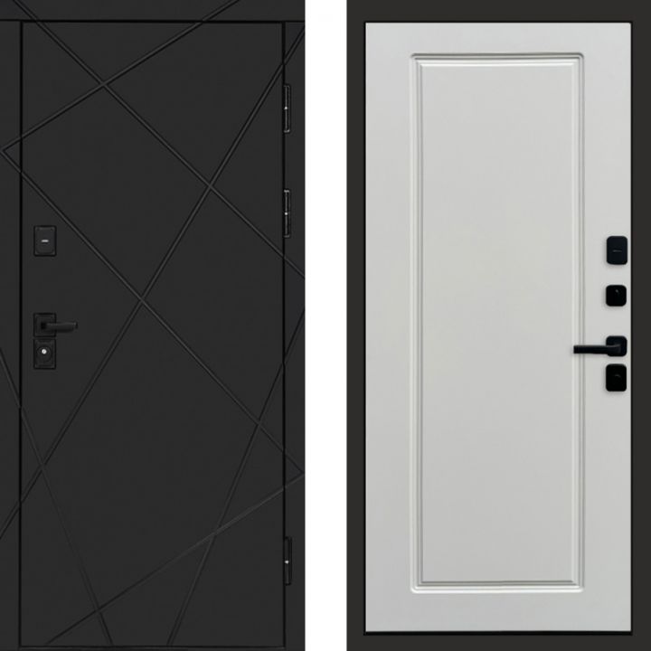 Входная дверь Termo-door Лучи BLACK Гранд Белый Софт