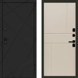 Входная дверь Termo-door Лучи BLACK Горизонт Слоновая Кость