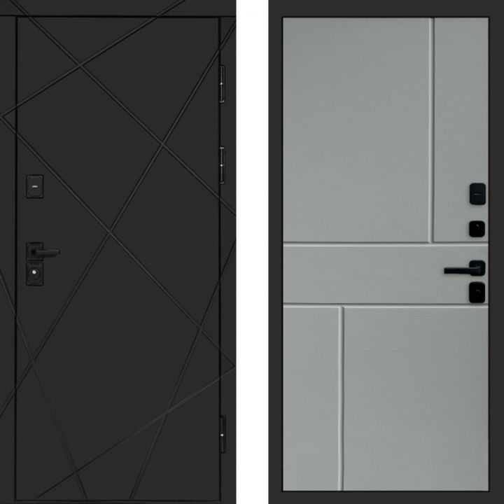Входная дверь Termo-door Лучи BLACK Горизонт Грей Софт