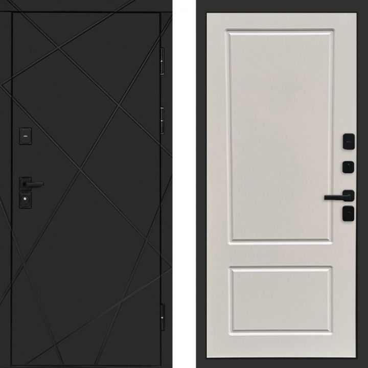 Входная дверь Termo-door Лучи BLACK Марсель Слоновая Кость