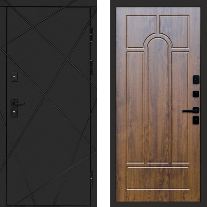 Входная дверь Termo-door Лучи BLACK Блэк Арка дуб