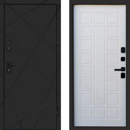 Входная дверь Termo-door Лучи BLACK Блэк Престиж белое дерево