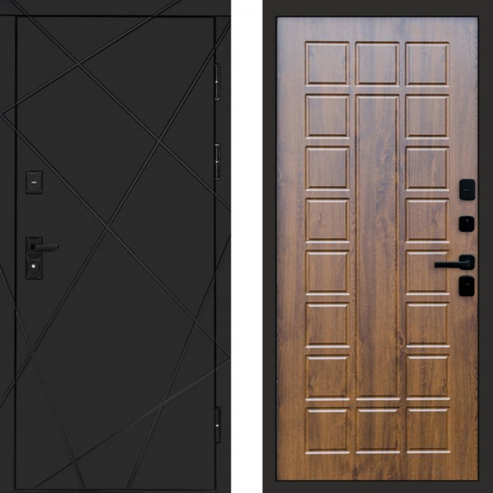 Входная дверь Termo-door Лучи BLACK Блэк Престиж дуб