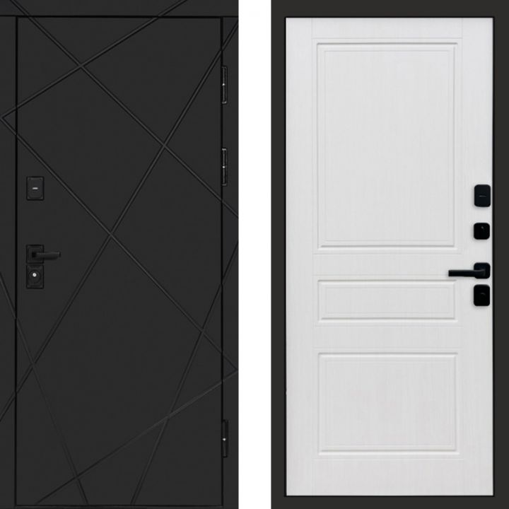 Входная дверь Termo-door Лучи BLACK Блэк Классика Белое дерево