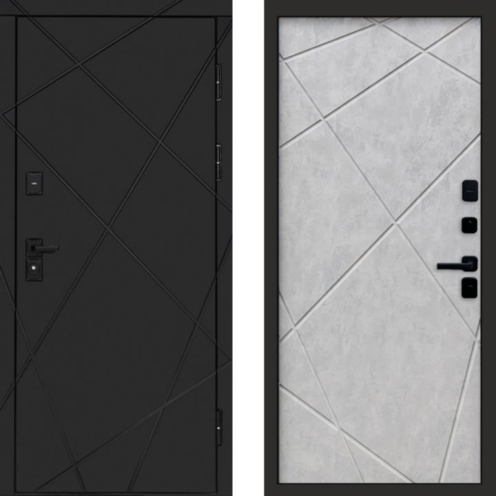 Входная дверь Termo-door Лучи BLACK Блэк Лучи Бетон светлый
