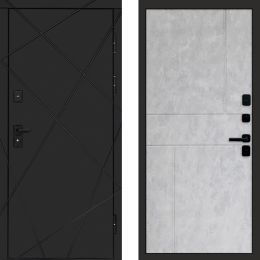 Входная дверь Termo-door Лучи BLACK Блэк Горизонт бетон светлый