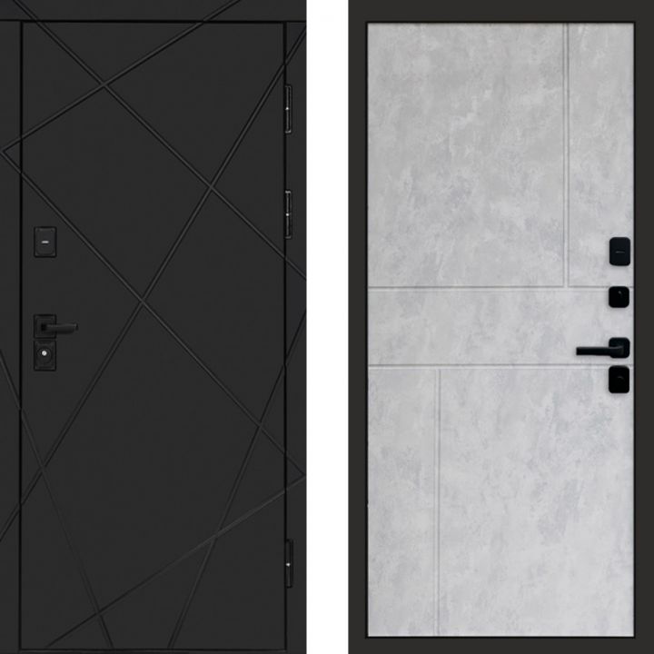 Входная дверь Termo-door Лучи BLACK Блэк Горизонт бетон светлый