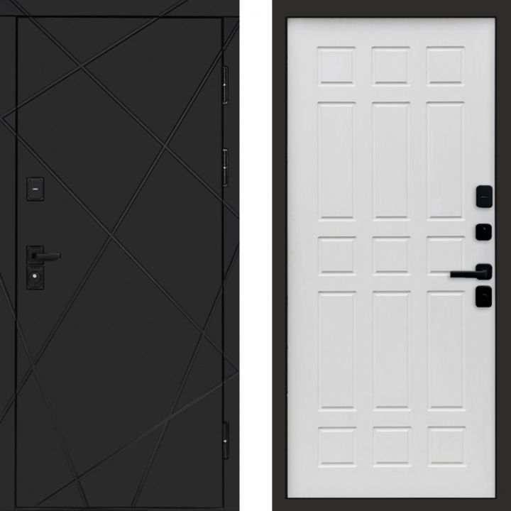 Входная дверь Termo-door Лучи BLACK Блэк Спарта белое дерево