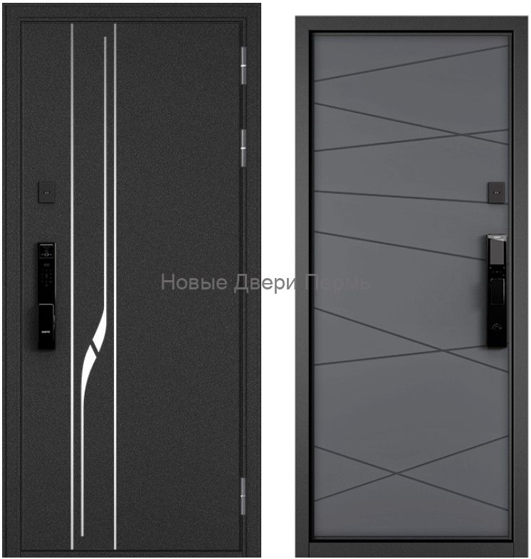 Входная дверь Mastino CITY MAX IQ  МР антрацит букле D-21/МДФ с ПВХ пленкой  с электронным замком