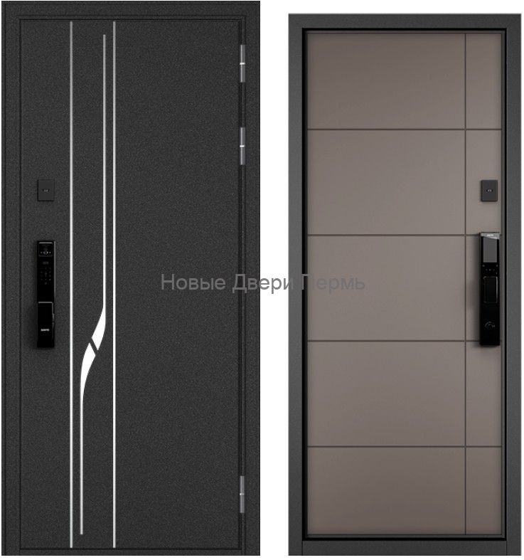 Входная дверь Mastino CITY MAX IQ  МР антрацит букле D-21/МДФ с ПВХ пленкой  с электронным замком