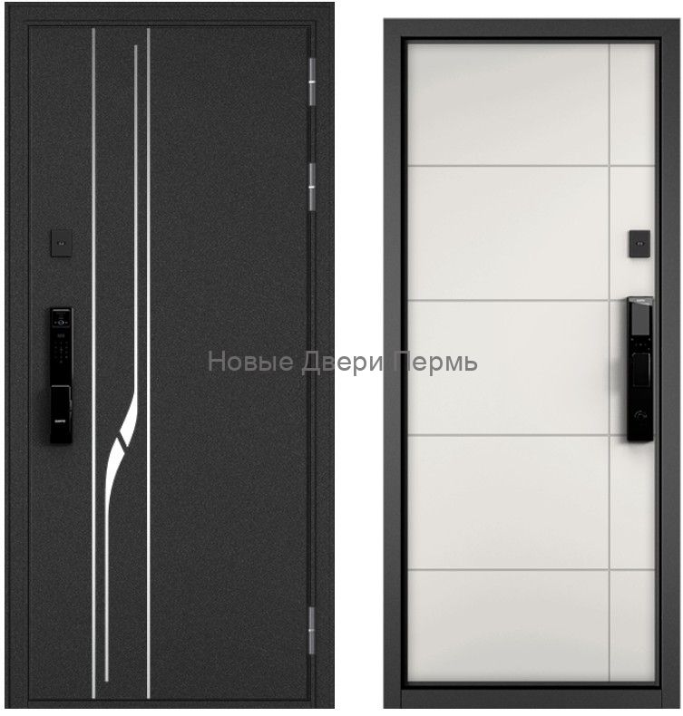 Входная дверь Mastino CITY MAX IQ  МР антрацит букле D-21/МДФ с ПВХ пленкой  с электронным замком