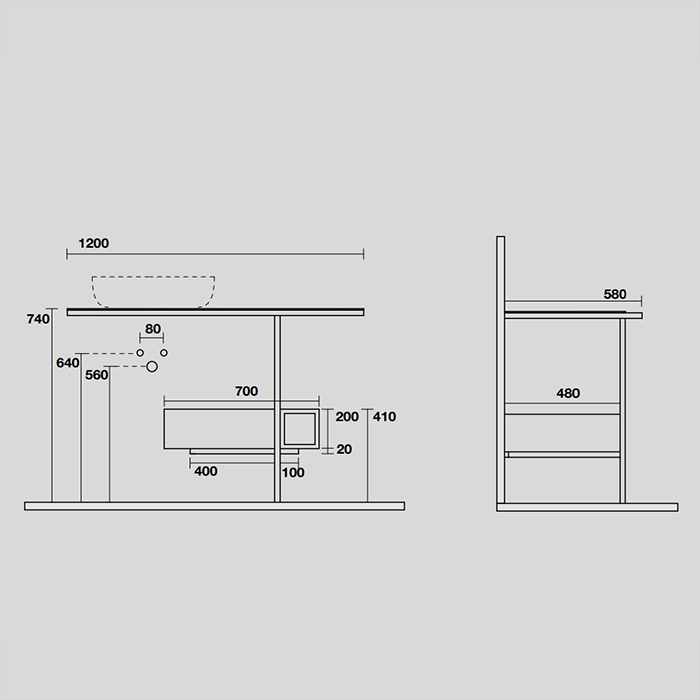 Консоль Kerasan Thelma 9323k3 120Х50 с ящиком ФОТО