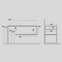 Консоль Kerasan Louise 9332k5 140Х74 с полкой схема 4