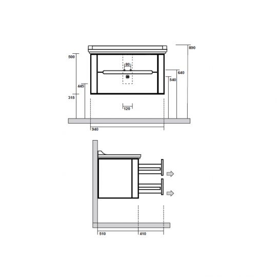 Тумба под раковину Kerasan Waldorf 925530 100Х51 с ящиками схема 4 Тумба под раковину Kerasan Waldorf 925530 100Х51 с ящиками схема 4