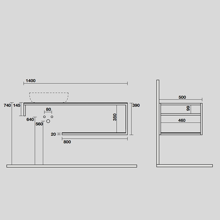 Консоль Kerasan Louise 9322k5 140Х50 с полкой ФОТО