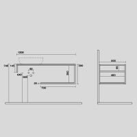 Консоль Kerasan Louise 9322k3 120Х50 с полкой схема 2
