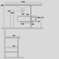 Консоль Kerasan Shape 9326K1 102Х50 с ящиком схема 4