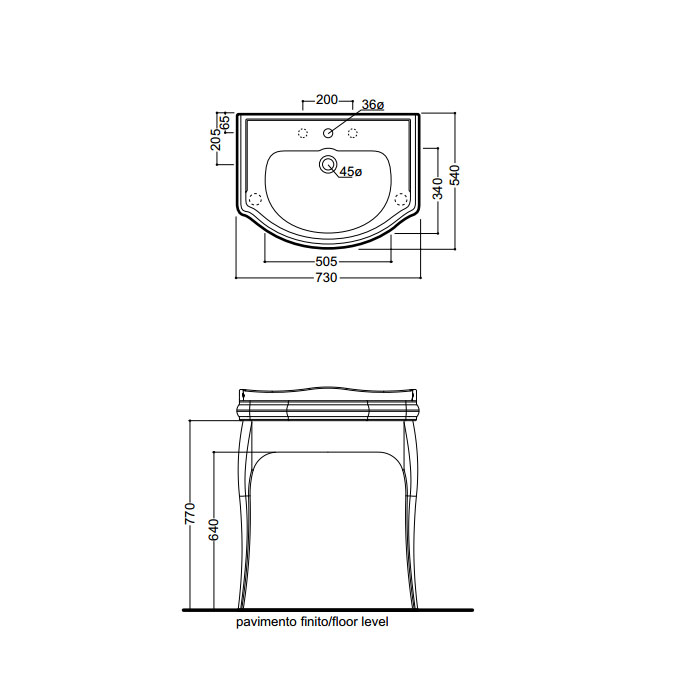 Тумба с раковиной Kerasan Retro 7362K2 73Х54 ФОТО