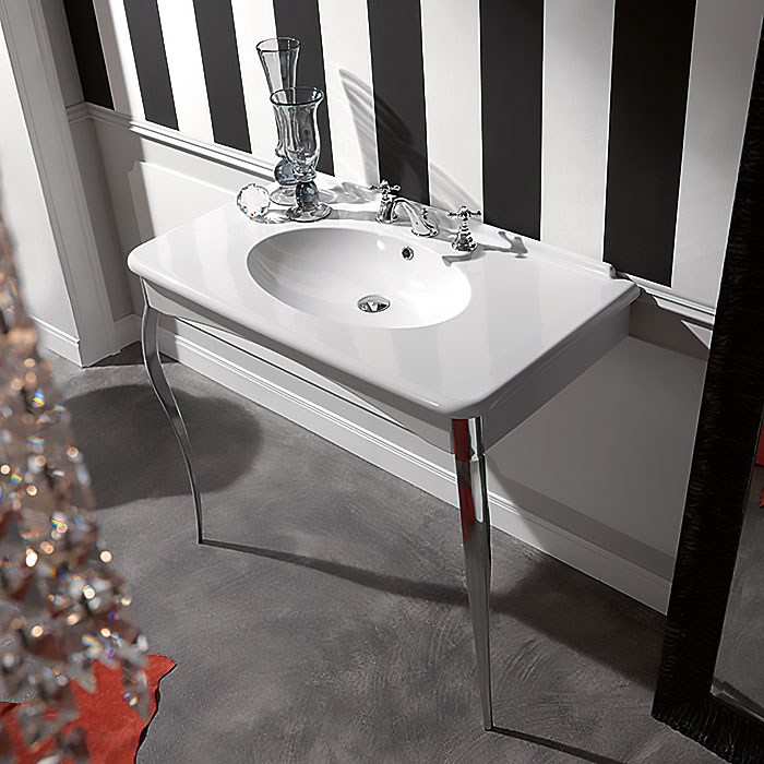 Изображение Консоль с раковиной Kerasan Retro  1049K0 bi*3 cr legs 100Х50