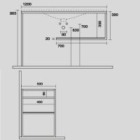 Консоль Kerasan Shape 9333K3 122Х52 с полкой схема 4