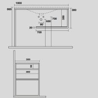 Консоль Kerasan Shape 9333K1 102Х52 с полкой схема 2