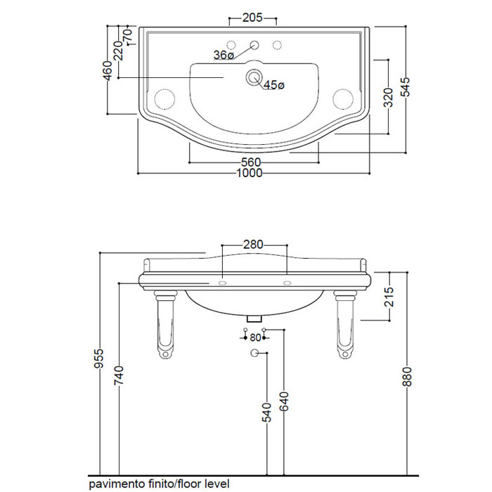 Тумба под раковину Kerasan Retro  734730 100Х46 с ящиками и дверками ФОТО