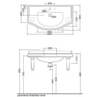 Тумба под раковину Kerasan Retro  734730 100Х46 с ящиками и дверками схема 2