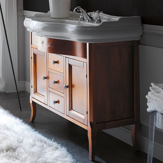 Тумба под раковину Kerasan Retro  734730 100Х46 с ящиками и дверками схема 3