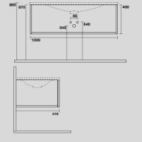 Тумба под раковину Kerasan Shape 9325K3 122Х50 с ящиком схема 2 Тумба под раковину Kerasan Shape 9325K3 122Х50 с ящиком схема 2