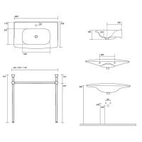 Консоль с раковиной Kerasan The New Yorker 927531  80Х53 схема 2